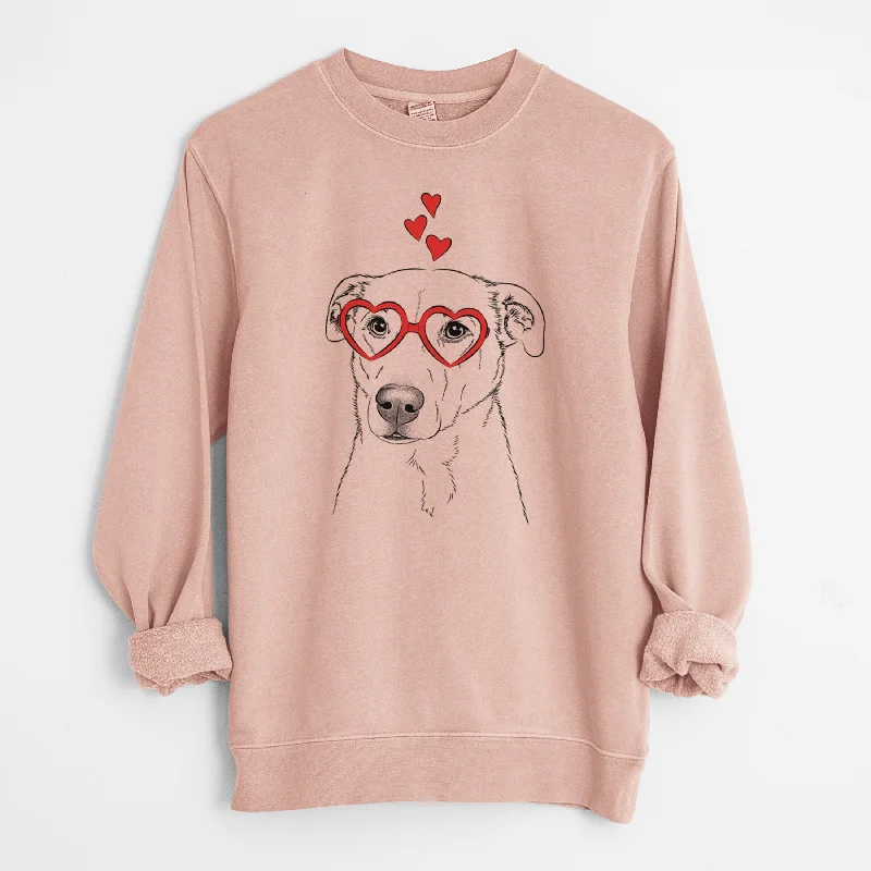 workout-ready hoodieValentine Nala the American Staffordshire Terrier - Unisex Pigment Dyed Crew Sweatshirt