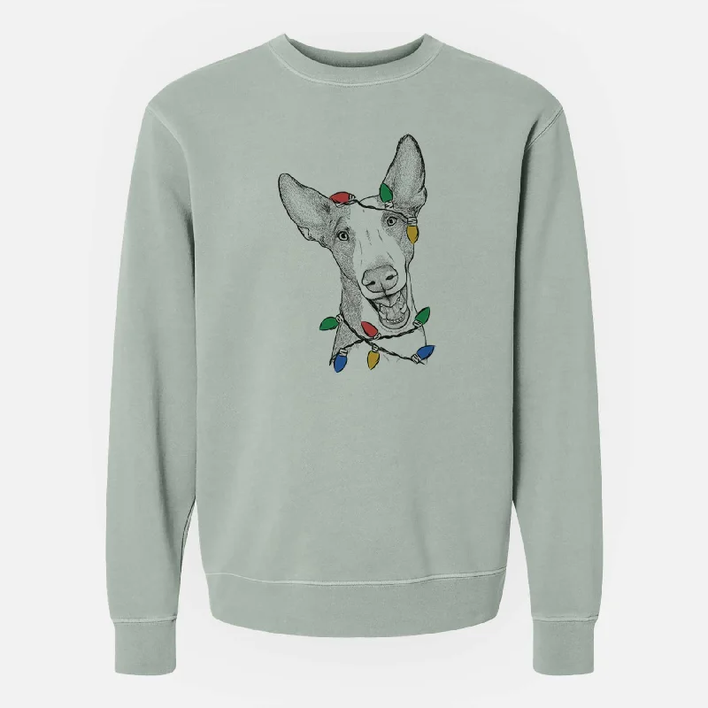 Lowest Prices Christmas Lights Havok the Ibizan Hound - Unisex Pigment Dyed Crew Sweatshirt