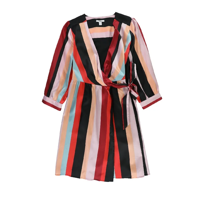 Weekend Deal floral dressBar Iii Womens Striped Wrap Dress