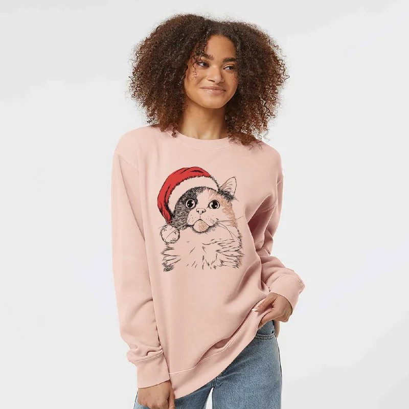 Act Fast Santa Greta the Calico Cat - Unisex Pigment Dyed Crew Sweatshirt