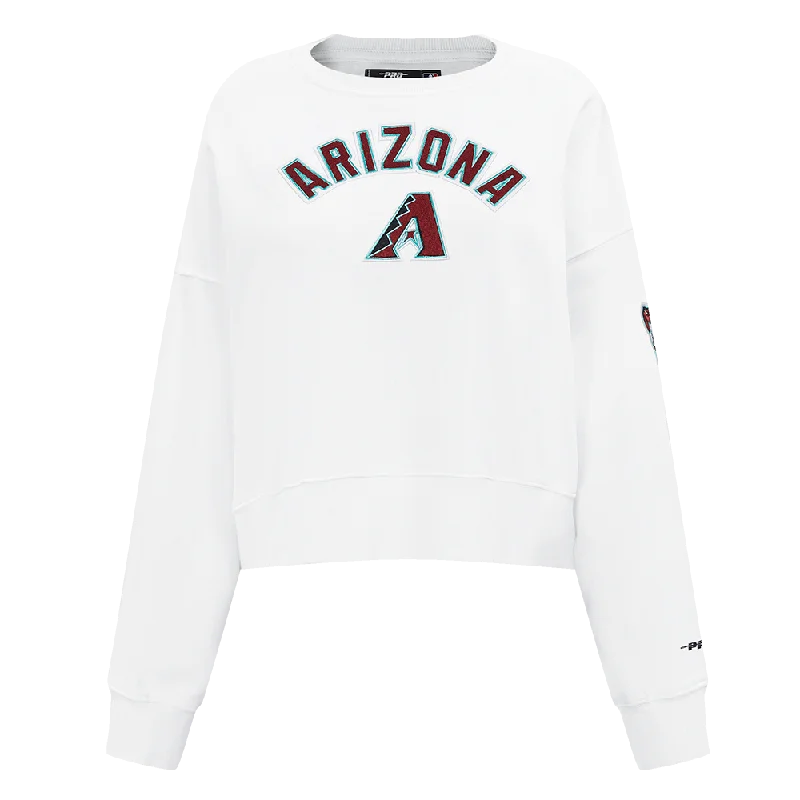 Price Reduction MLB ARIZONA DIAMONDBACKS CLASSIC WOMEN'S FLC CREWNECK (WHITE)