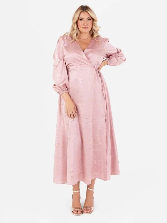Act Fast bodycon dressLovedrobe Blush Pink Faux Wrap Midi Dress With Gold Detail