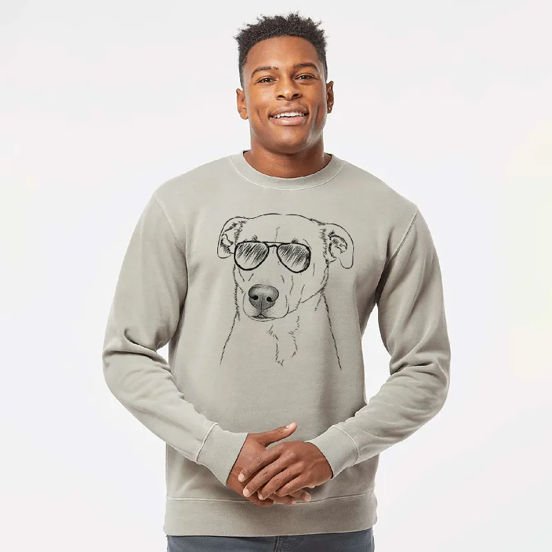 loose fit sports sweatshirtAviator Nala the American Staffordshire Terrier - Unisex Pigment Dyed Crew Sweatshirt