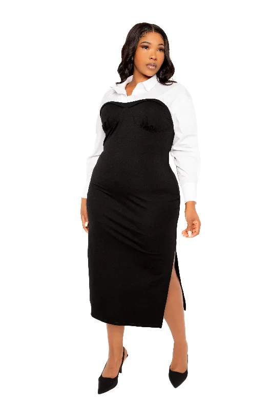 Grand Opening Sale draped dressContrast Shirt Dress