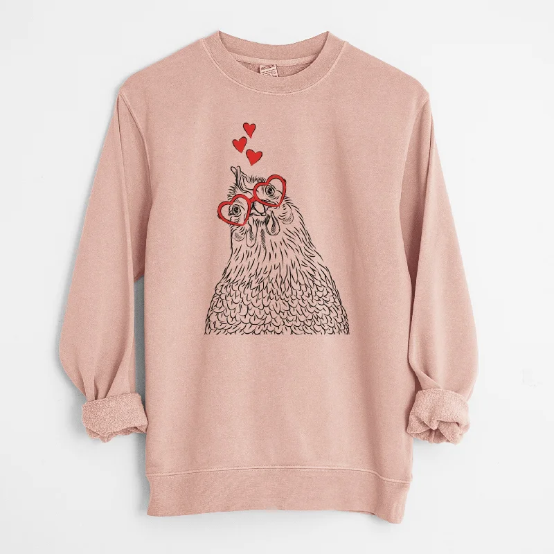 Don't Miss Valentine Henrietta the Chicken - Unisex Pigment Dyed Crew Sweatshirt