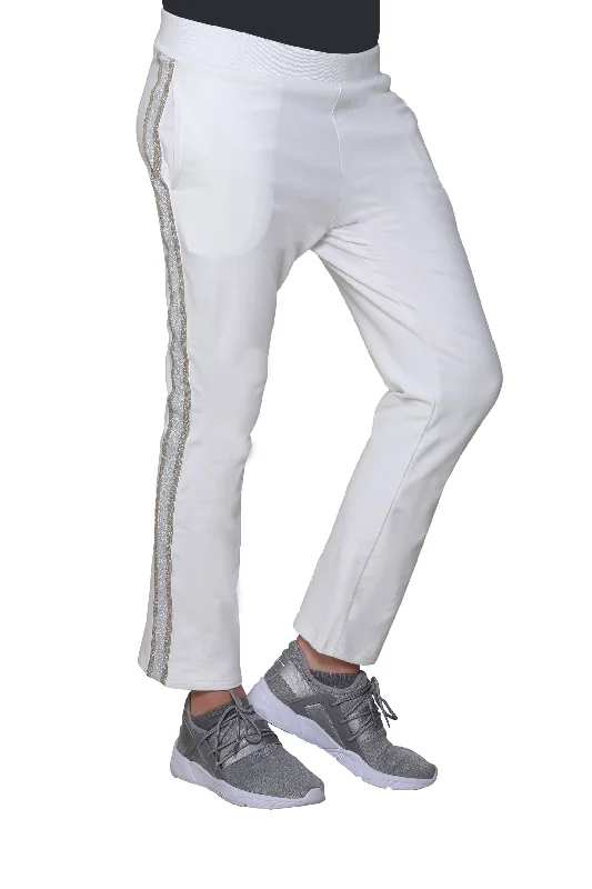 Year-End Sale printed dressFrench Terry Pant with Lurex Tuxedo Stripe Trim