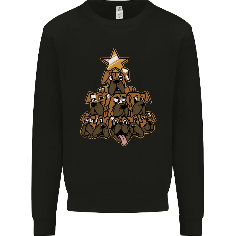Must-Have Deals Christmas Boxer Dog Xmas Tree Funny Mens Sweatshirt Jumper