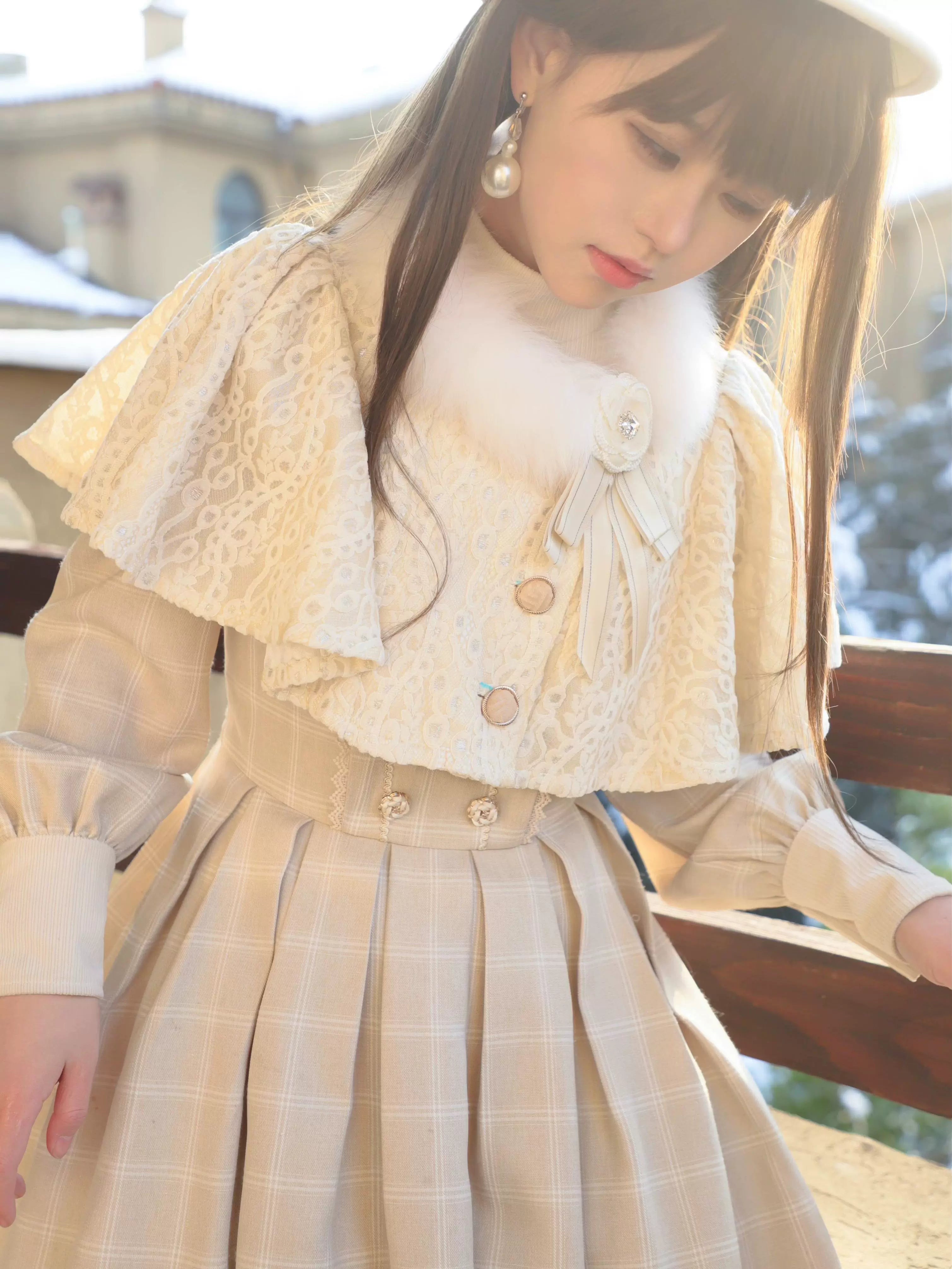 Massive Deals slim fit coatZeeYe~Elegant Lolita Cape Fox Fur Collar Lolita Cape Coat