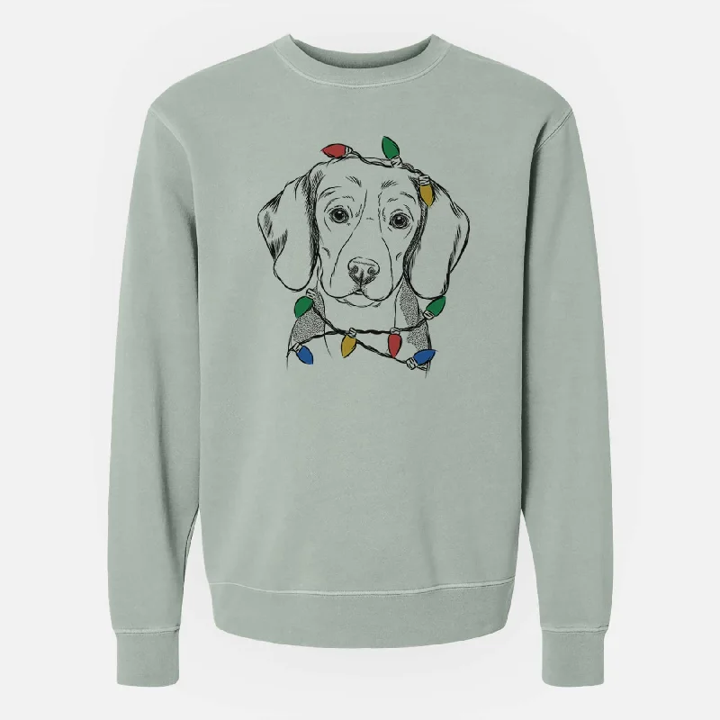 Year-End Sale Christmas Lights Jake the Beagle - Unisex Pigment Dyed Crew Sweatshirt