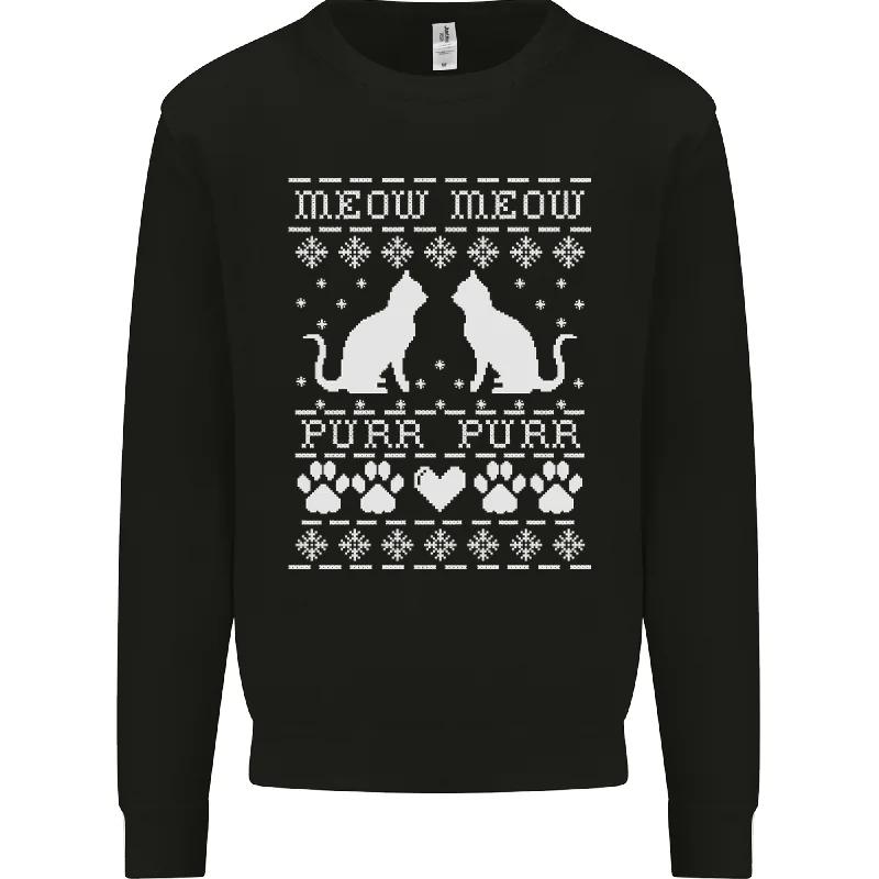 Can't Miss Christmas Cat Meow Purr Funny Xmas Mens Sweatshirt Jumper