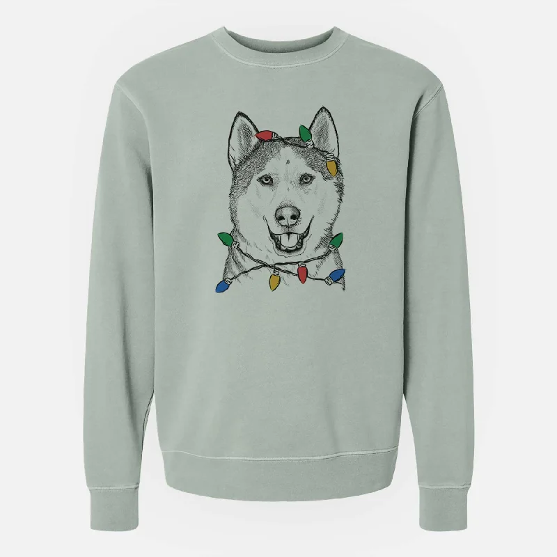 Weekend Deal Christmas Lights Nika the Siberian Husky - Unisex Pigment Dyed Crew Sweatshirt Weekend Deal Christmas Lights Nika the Siberian Husky - Unisex Pigment Dyed Crew Sweatshirt