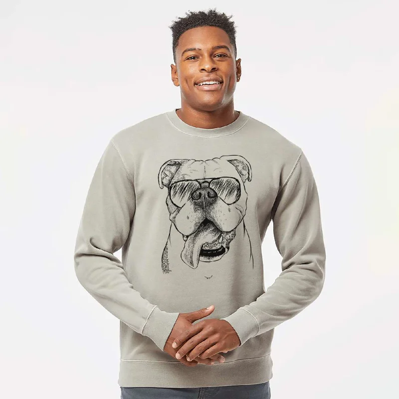 Unmissable Offer Aviator Hank the English Bulldog - Unisex Pigment Dyed Crew Sweatshirt
