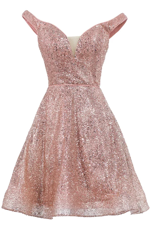 form-fitting dressCharming Short A-Line V-Neck Glitter Homecoming Dress