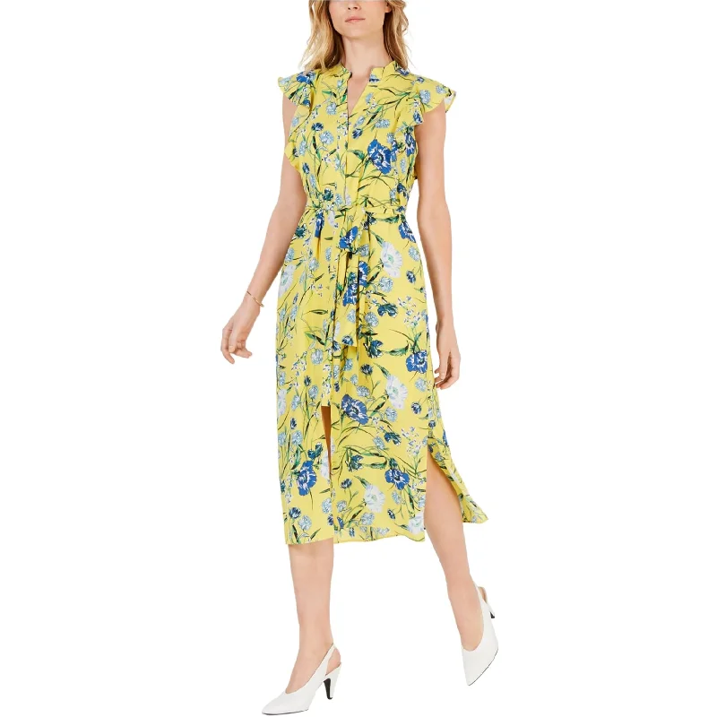 Value Deals ruched dressmaison Jules Womens Printed Flutter Sleeve Midi Dress, Yellow, Medium Value Deals ruched dressmaison Jules Womens Printed Flutter Sleeve Midi Dress, Yellow, Medium