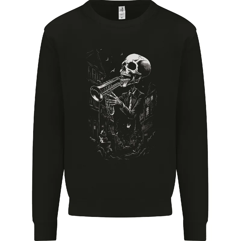 Early Bird Discount Day of the Dead Skeleton Trumpet Skull DOTD Mens Sweatshirt Jumper