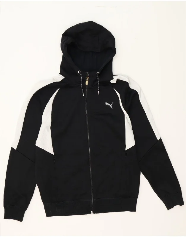 Limited Stock PUMA Mens Zip Hoodie Sweater Medium Black Colourblock Polyester