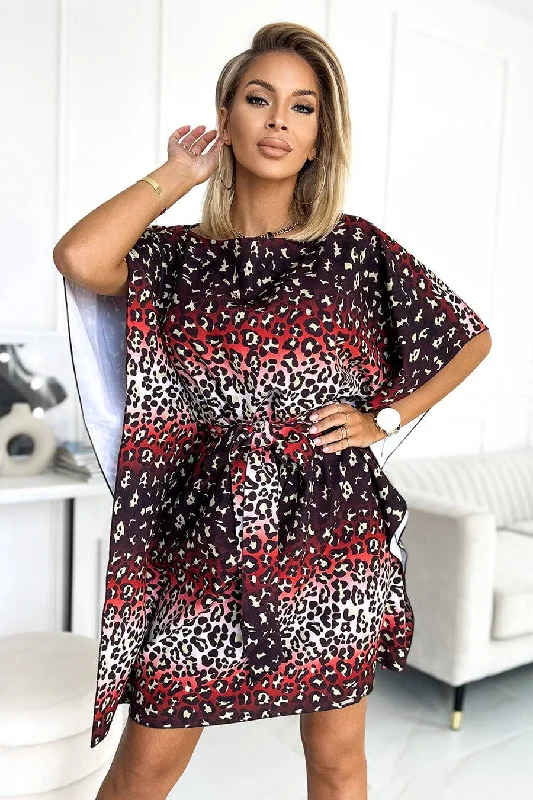 Don't Wait chic slip dressNumoco 287-23 SOFIA Butterfly dress with a binding at the waist - jaguar Don't Wait chic slip dressNumoco 287-23 SOFIA Butterfly dress with a binding at the waist - jaguar