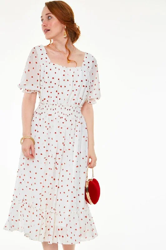 Final Clearance trendy mini dressRosita Strawberry Print Sleeved Dress