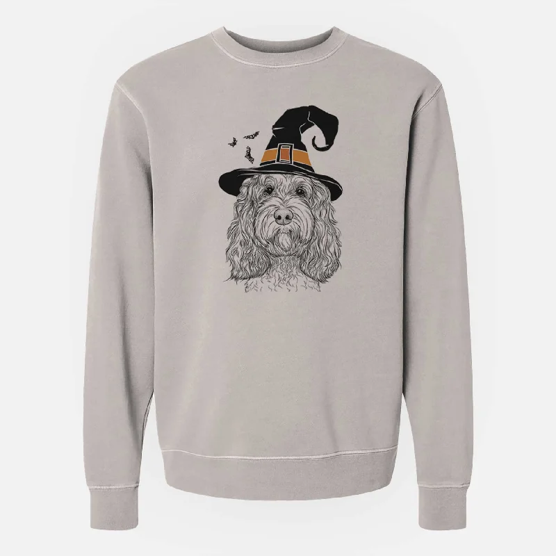 modern athletic hoodieWitch Chloe the Cockapoo - Unisex Pigment Dyed Crew Sweatshirt