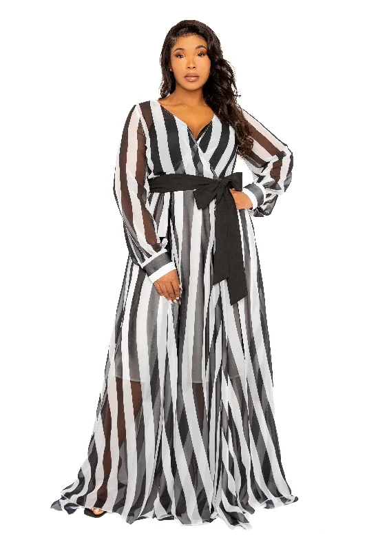 Weekend Special fitted cocktail dressStripe Surplice Maxi Dress