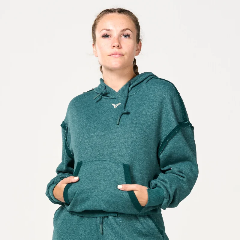 Fantastic Offers Retrograde Patchwork Hoodie - Deep Teal Marl