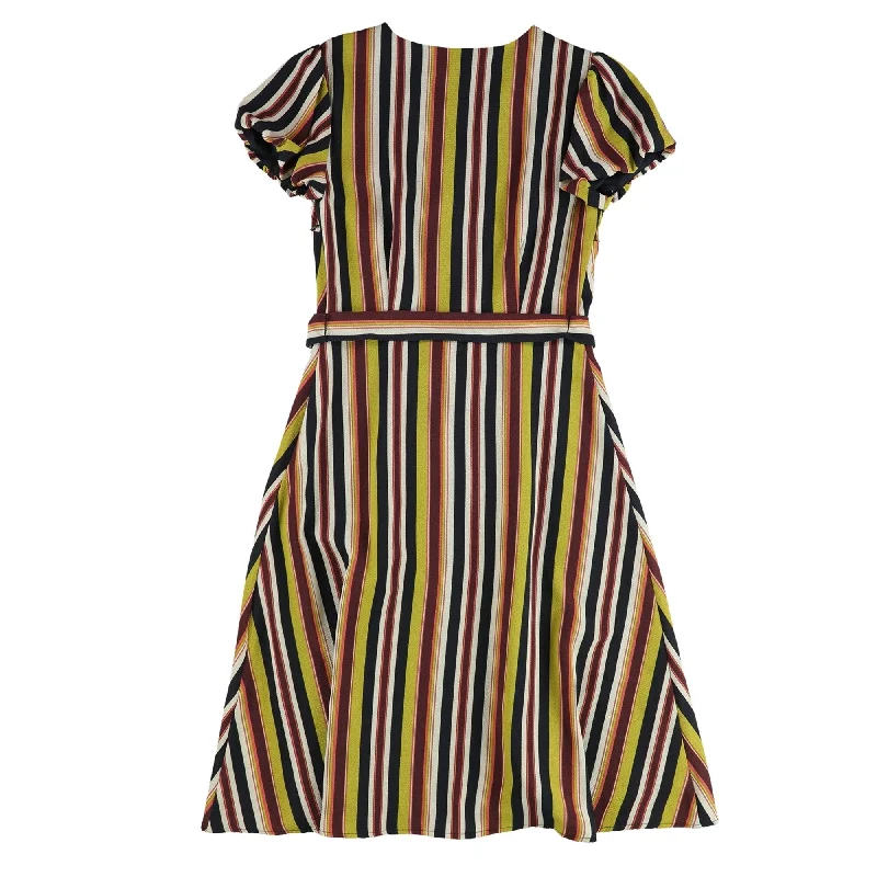 Quick Sale elegant dressbar III Womens Striped Wrap Dress, Yellow, Small