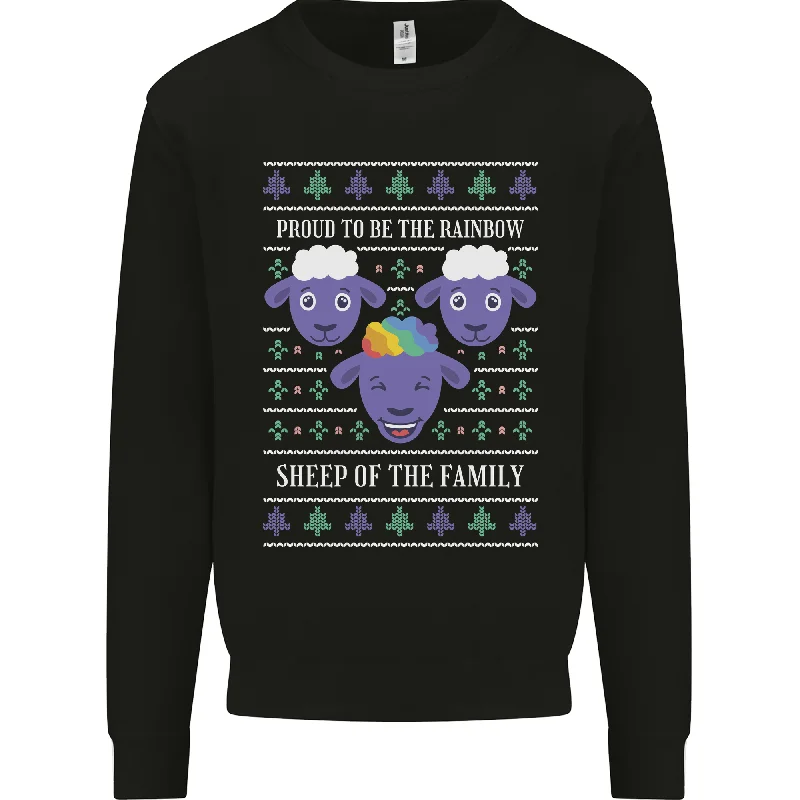 Midnight Madness Christmas LGBT Rainbow Sheep Gay Pride Mens Sweatshirt Jumper