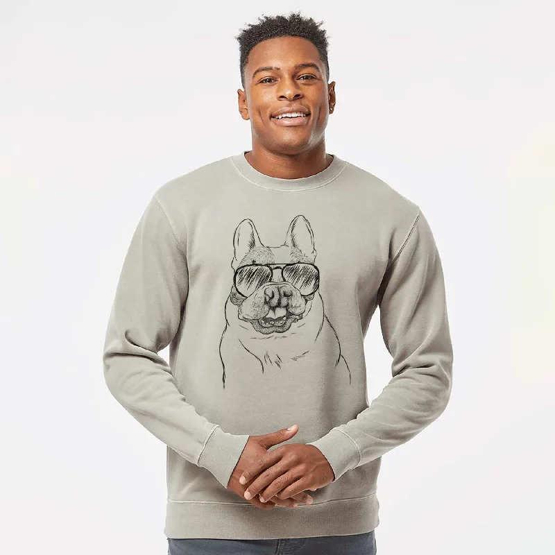 Fantastic Deals Aviator Lentil the French Bulldog - Unisex Pigment Dyed Crew Sweatshirt