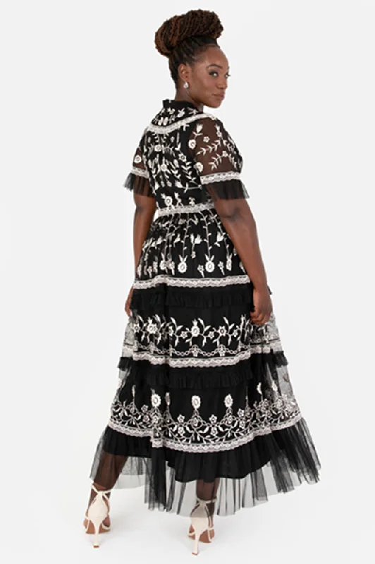 Epic Deals ruffle dressMaya Black and Ivory Plus Size Embroidered Tiered Midaxi Dress Epic Deals ruffle dressMaya Black and Ivory Plus Size Embroidered Tiered Midaxi Dress