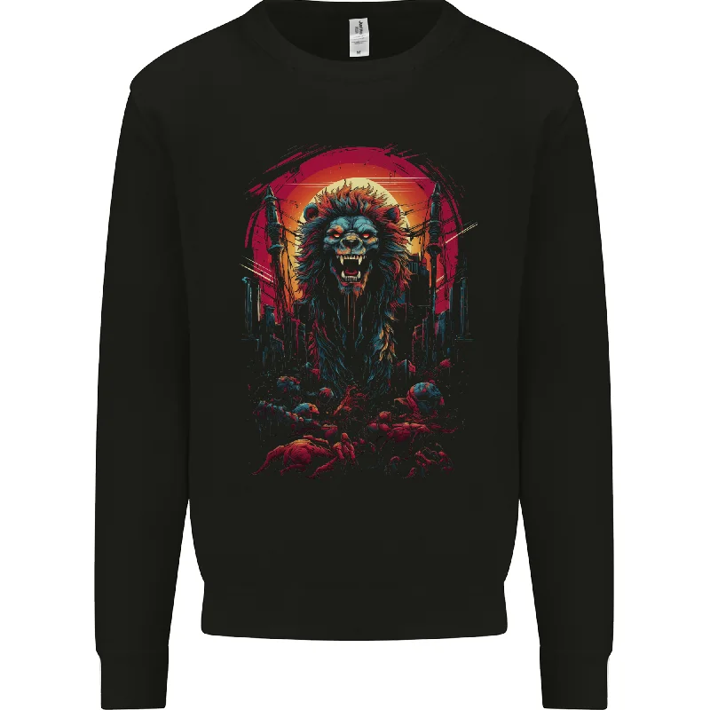 Price Cut Demon Lion Zombie Mens Sweatshirt Jumper