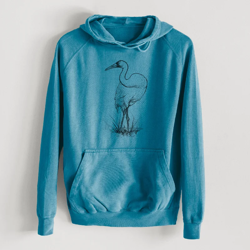 fashionable gym hoodieWhooping Crane - Grus americana  - Mid-Weight Unisex Vintage 100% Cotton Hoodie