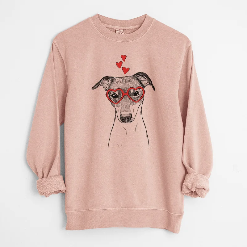 YEAR-End Sale Valentine Momo the Japanese Terrier - Unisex Pigment Dyed Crew Sweatshirt
