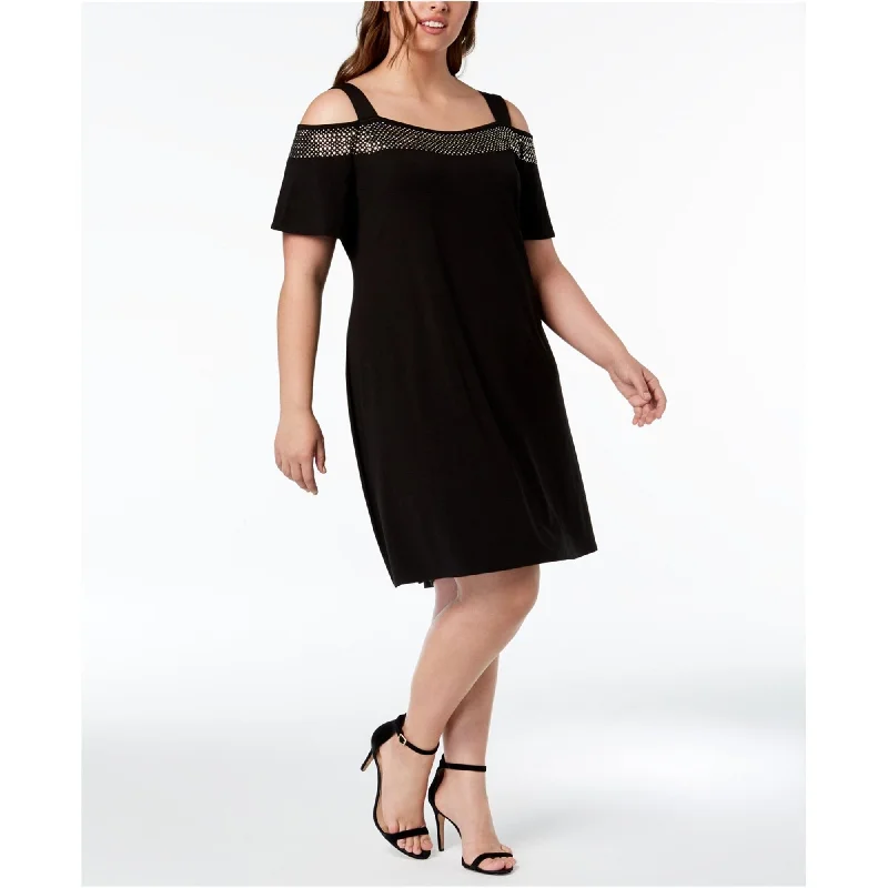 Deal Dash relaxed fit dressBelldini Womens Sequin Trimmed Cold Shoulder Shift Dress, Black, 2X Deal Dash relaxed fit dressBelldini Womens Sequin Trimmed Cold Shoulder Shift Dress, Black, 2X