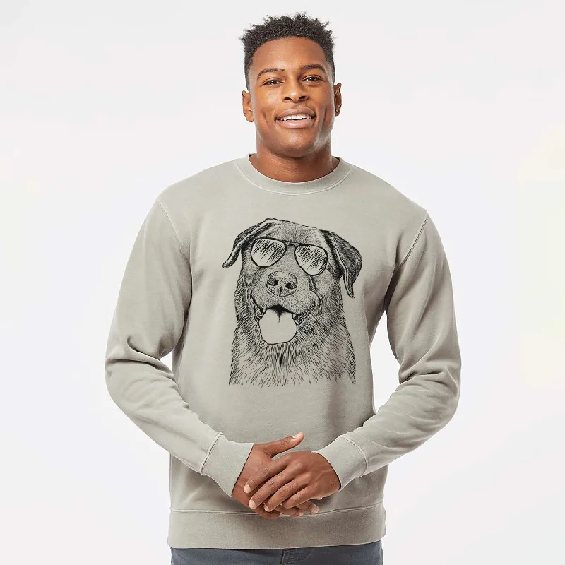 Stock Clearance Aviator Gonzo the Chocolate Lab - Unisex Pigment Dyed Crew Sweatshirt