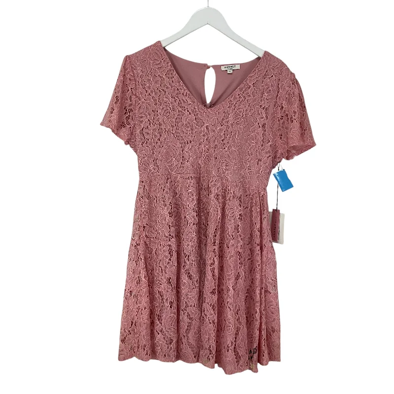 Deep Discounts satin dressDress Casual Midi By Andree By Unit In Pink, Size: L