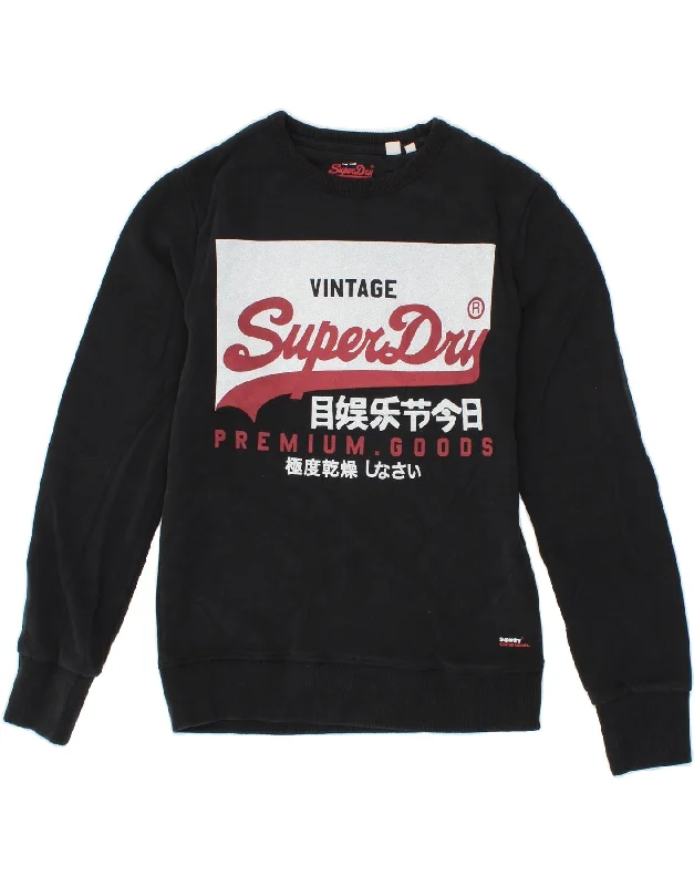 SUPERDRY Mens Graphic Sweatshirt Jumper Small Black Cotton