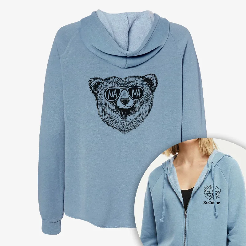 lightweight workout sweatshirtNana Bear - Nana Glasses - Women's Cali Wave Zip-Up Sweatshirt