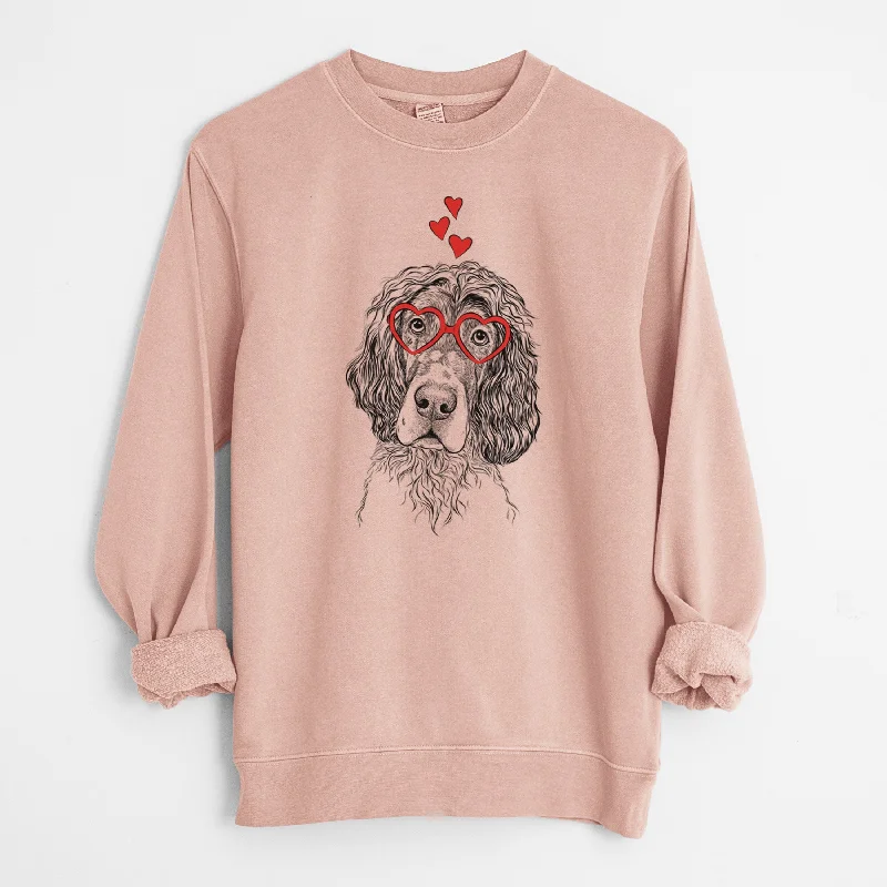 workout style hoodieValentine Sir Rexford the Blue Belton English Setter - Unisex Pigment Dyed Crew Sweatshirt