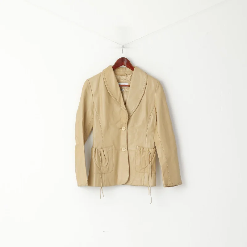 New Deals trendy jacketHollies Stockholm Women 36 S Jacket Beige Leather Soft Boho Blazer