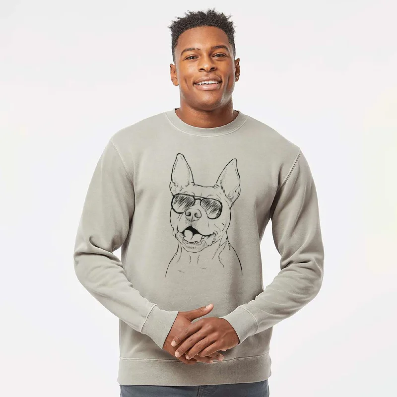 chic fitness hoodieAviator Harley the Pitbull - Unisex Pigment Dyed Crew Sweatshirt