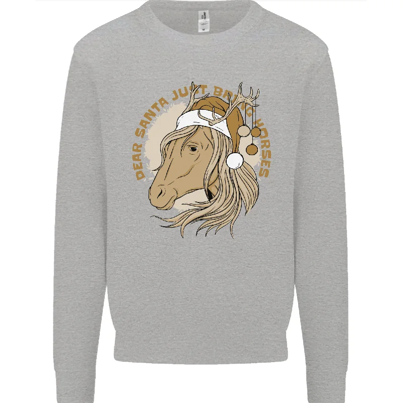 Mega Deal Dear Santa Funny Horse Equestrian Christmas Mens Sweatshirt Jumper