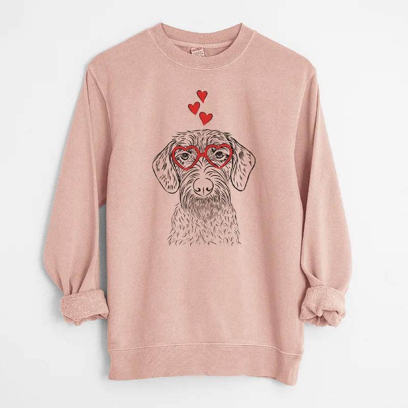 Weekend Special Valentine Gus the German Wirehaired Pointer - Unisex Pigment Dyed Crew Sweatshirt