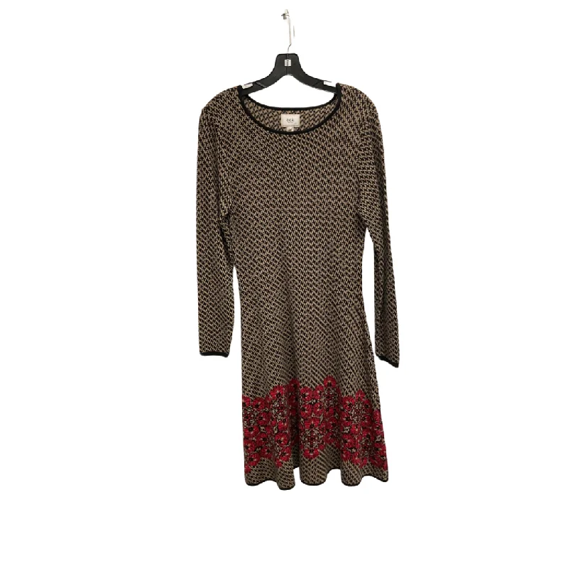 floral wrap dressDress Sweater By Eci In Black & Tan, Size: L