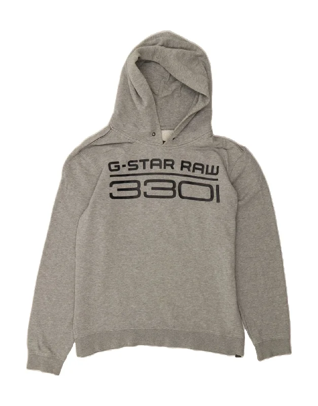 YEAR-End Clearance G-STAR Mens 3301 Graphic Hoodie Jumper XL Grey Cotton