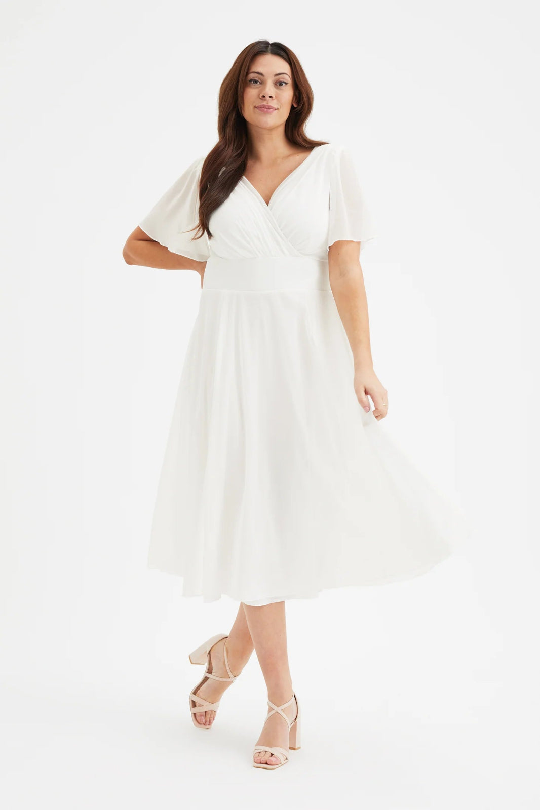 Today's Special structured dressScarlett & Jo | Victoria Angel Sleeve Mesh Wrap Midi Dress in Ivory Today's Special structured dressScarlett & Jo | Victoria Angel Sleeve Mesh Wrap Midi Dress in Ivory