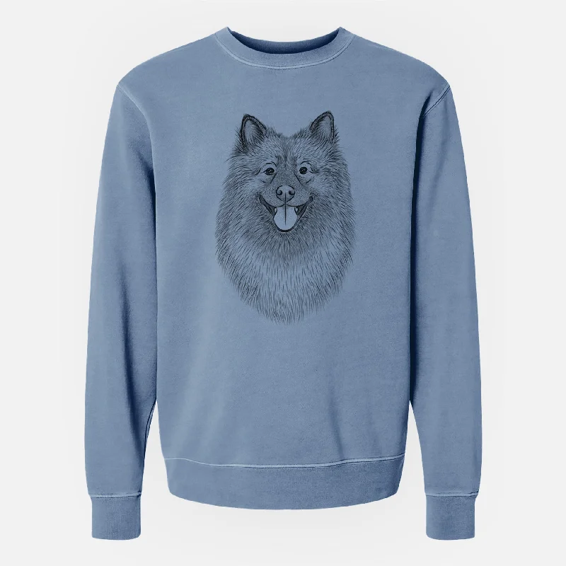 Shop and Save Bare Kai the Keeshond - Unisex Pigment Dyed Crew Sweatshirt