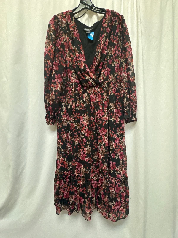 Savings Galore velvet dressDress Casual Midi By Jessica Howard In Black & Pink, Size: Xl Savings Galore velvet dressDress Casual Midi By Jessica Howard In Black & Pink, Size: Xl
