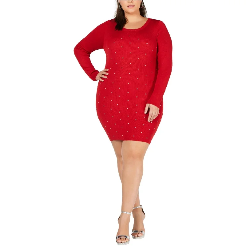Reduced Prices silk dressPlanet Gold Womens Studded Bodycon Sweater Dress, Red, 1X
