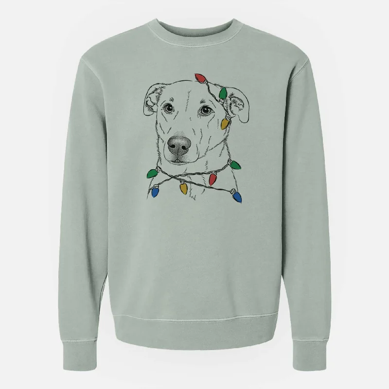 gym ready hoodieChristmas Lights Nala the American Staffordshire Terrier - Unisex Pigment Dyed Crew Sweatshirt