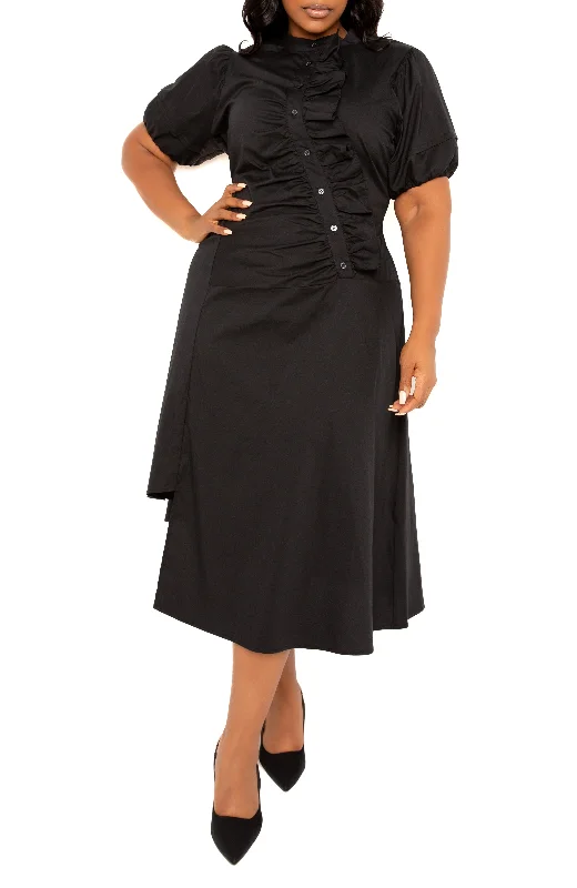 Discount Deals evening dressAsymmetrical Ruffle Shirt Dress